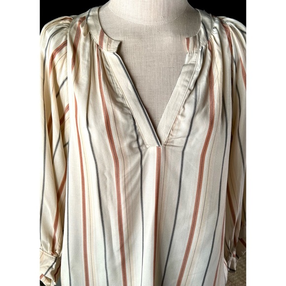 Anthropologie Maeve Striped Bubble Sleeve Blouse S - Picture 9 of 14